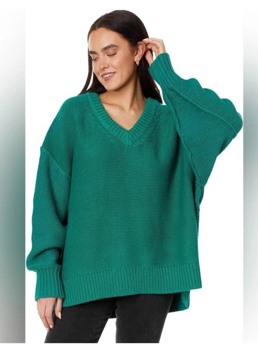 Free People Alli V-Neck Oversized Sweater size medium